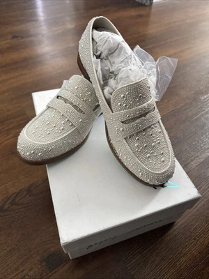 Mocasines para mujer Betsey Johnson talla 6,5 marfil perlas SB-ARON zapatos Foto 1 de 4