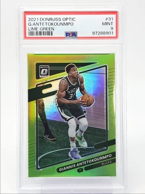 GIANNIS ANTETOKOUNMPO 2021-22 DONRUSS OPTIC LIME GREEN /149 PSA 9 Q2458 — 第 1/2 张图片