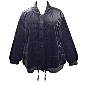 NEW Roaman's Black Plus Size 5X  Bomber Coat Jacket Velour Poly-Fill Lining - Picture 1 of 6