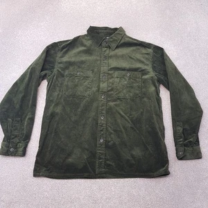Uniqlo Mens Shirt Large Green Corduroy Cord Work Overshirt Jumbo Factory Chore - Picture 1 of 9