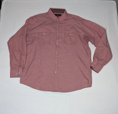 Beverly Hills Polo Club Hombre Manga Larga Camisa Abotonada Grande Salmón Foto 1 de 3