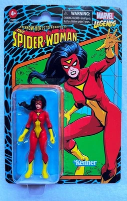 Figura de acción retro Kenner Marvel Legends Spider-Woman sin usar, en caja 3,75" Hasbro 2023 Foto 1 de 2