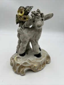 Vintage Cordey Porcelain Figurine Lamp Flowers Log Sculpture Mid Century - Picture 1 of 14