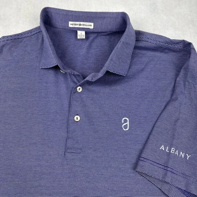 Camisa Polo Peter Millar Para Hombre Rayas Albany Bahamas Golf Manga Corta Púrpura L Foto 1 de 4