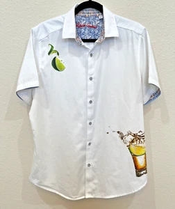 Robert Graham Shirt Lemons Limes Tequila Short Sleeve Large Classic Cocktails - Picture 1 of 10
