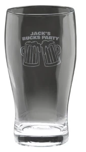 BEER GLASS CUP SCHOONER AWARD CUSTOM LASER ENGRAVING WEDDING PARTY GIFT FAVOUR - Picture 1 of 3