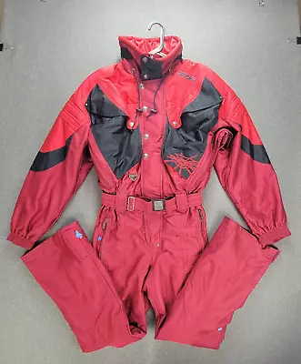 Spyder Ski Suit Mens M Red Black Thinsulate One Pies Overall Snow Bib 90s *READ* - Image 1 of 4