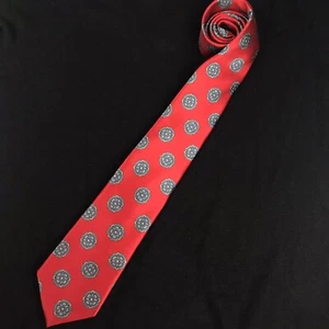 Christian Dior Herren Krawatte 100% Seide Rot Blau Muster Designer - Bild 1 von 7