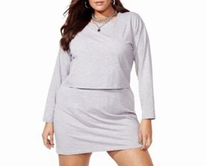 Nuevo mini vestido gris Nasty Gal para mujer talla 20 manga larga - Imagen 1 de 4