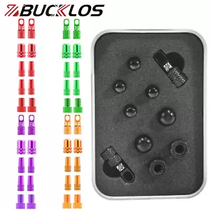 Juego de tapones antipolvo de válvula de aluminio BUCKLOS caja de repuesto para válvula Presta/Schrader - Imagen 1 de 16