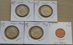 1973,77,79,80d + D token Washington Quarters 18P11-15 Uncirculated from US mint. - Picture 1 of 4