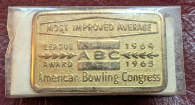 American Bowling Congress belt buckle, most improved average, 1964-1965 - Image 1 of 2