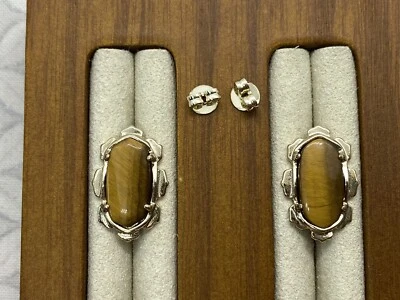 复古 Kendra Scott Island 逃生shina柱耳钉 Tiger's eye 金色 — 第 1/4 张图片