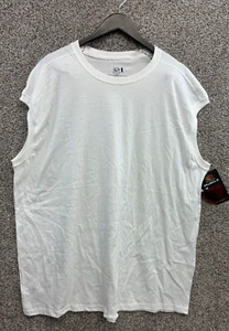 Fruit of the Loom White Muscle Shirt Tagless 100% Cotton Sleeveless T Shirt 3XL - Picture 1 of 6