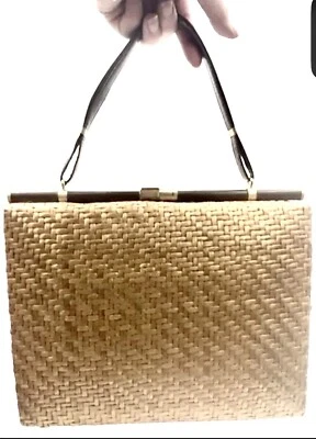 VTG RODO Italian Large Woven Wicker Rattan Box Bag PURSE - Image 1 of 4