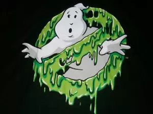 Ghostbusters Classic Slimed Ghost Logo schwarz T-Shirt Herren Large neu mit Etikett - Bild 1 von 2