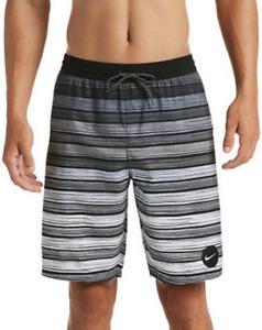 NIKE Men’s Striped Breaker Water-Repellent Swim Short Polyester Gray-Black - S