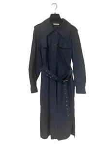 CÉLINE Navy Trench Coat Belted Long Double-Breasted Size 40 Stylish Outerwear - Picture 1 of 6