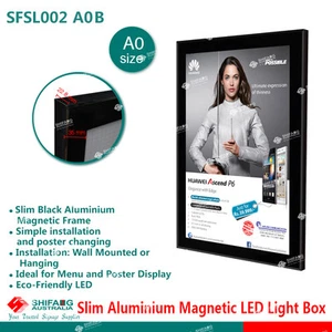 A0 Black Slimline Aluminium Magentic LED Light Box/Menu Board/LED Display  - Picture 1 of 10