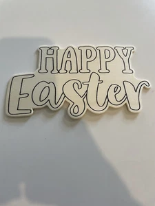 Frohe Ostern Malen Sie Ihre eigene Holzdekoration Kinder Handwerk 7,25" x 4,25" Zum Selbermachen Spaß - Bild 1 von 3