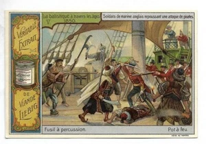 Soldats Anglais Pirates - La balistique - Chromo Liebig - Trade card - Bild 1 von 2