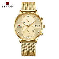 REWARD Men Watch Fashion Ultra Thin Dial Calendar Steel Wristwatch Gold Watches