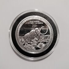 1 oz 2021 Congo Wooly Mammoth Prehistoric Life Dinosaur Fine Silver Art Coin
