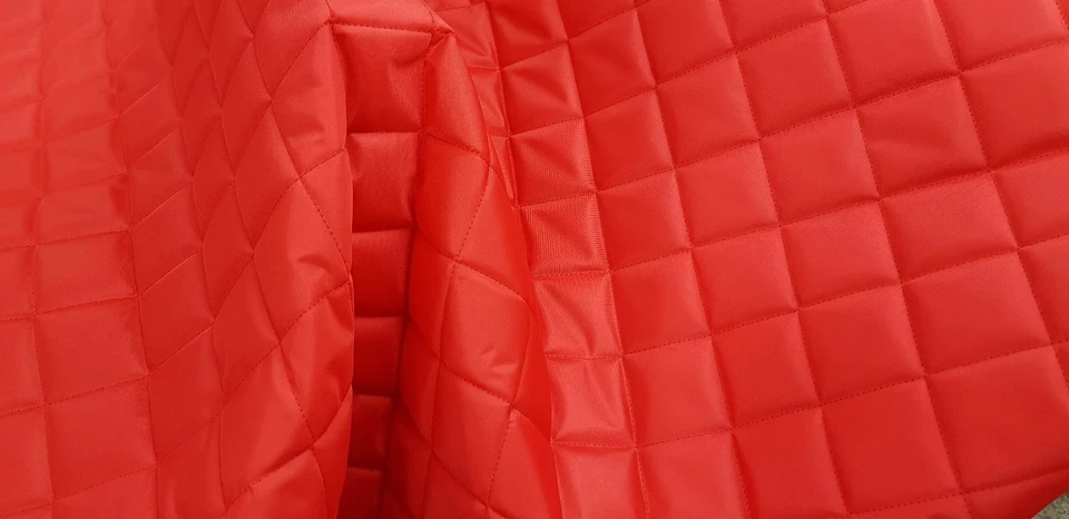 QUILTED FABRIC Waterproof UK Manufactured Outdoor Jacket Upholstery Dress - RED - Image 1 of 1
