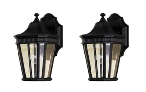 Feiss OL5400BK Cotswold Lane Outdoor Patio Lighting Wall Lanterns Black 2-Lights - Picture 1 of 3