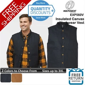 🔥 Independent Trading Co. Men Insulated Canvas Workwear Vest Up To 3XL Exp560v - Picture 1 of 13