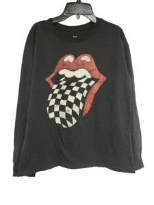 New Rolling Stones Classic Checkerboard Tongue Logo Boys Kids XL (12) L/S Tee - Picture 1 of 4