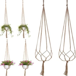 2x Handmade Flower Pot Hanging Baskets Macrame Plant Hanger Flowerpot Holder Net - Picture 1 of 23