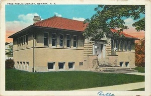 Newark New York~Tree Branch Stretches Out @ Free Public Library~c1920 Postcard - Picture 1 of 2