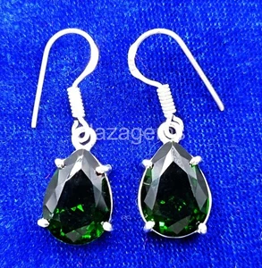 17.75 Ct Pear Cut Natural Green Emerald Earrings 925 Silver Loose Gems 5RDV - Picture 1 of 7