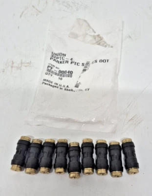 Parker 32PTC 1/4" OD Tube Union Push to connect Fitting Lot of 9 - Image 1 of 4