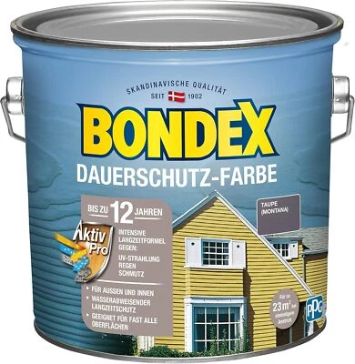 Bondex Dauerschutzfarbe taupe (montana) 2,5L Holzfarbe Deckfarbe Wetterschutz - Bild 1 von 4