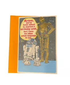 Hallmark Birthday Card ~ Star Wars Sound R2D2 Beeps Happy Birthday Song HTF CARD - Picture 1 of 3