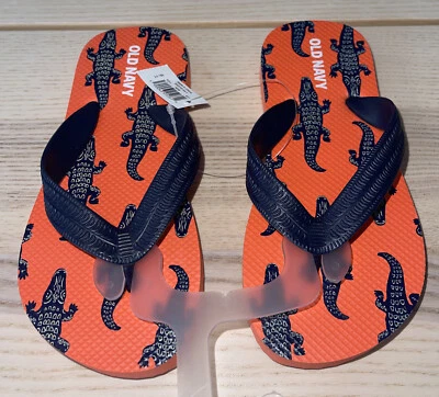 NEW OLD NAVY BOYS SIZE 10-11 FLIP FLOPS SANDALS With Alligator Design - Image 1 of 2