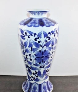 Perfect 16" Japanese Marked Kafuh China Blue White Chinoiserie Painted Flower - Picture 1 of 2