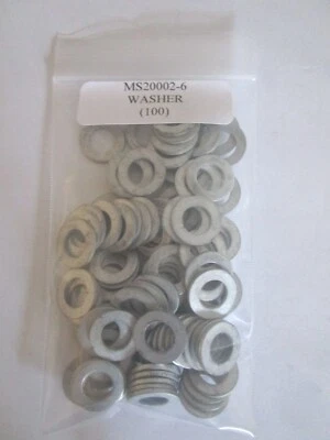 MS20002-6 Flat Washer 3/8" ID X 11/16" OD X 1/16" Thick - Lot of 100