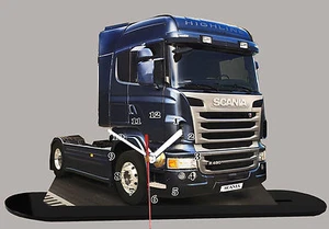 CAMION MINIATURE, SCANIA, TRUCK SCANIA -09 en horloge sur socle - Picture 1 of 1