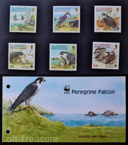 Estampillas de Alderney: "Halcón peregrino WWF EMBALAJE ORIGINAL" Paquete de presentación 2000 - Imagen 1 de 5
