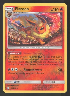 Flareon 25/236 Reverse Holo Pokemon SM - Cosmic Eclipse - Image 1 of 2