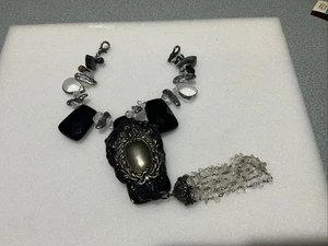 statement brutalist Exotic multi Crystals beads 8.5" bracelet - Picture 1 of 7