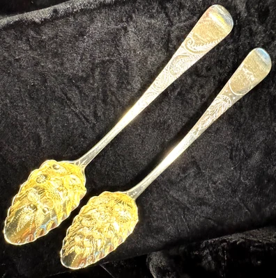 2 CUCHARAS BAYAS PLATA ESTERLINA CUENCOS GOLDWASH 1809 LONDRES Foto 1 de 4