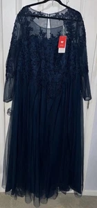 JJs House A-line Navy Blue Lace Flowy Mother of Bride Dress Size 26W - Picture 1 of 12
