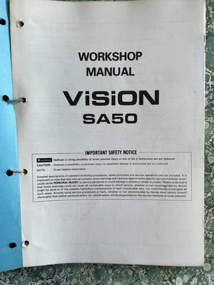 Honda Vision SA50 Motorcycle Scooter Workshop Manual 1988 Genuine - Image 1 of 4