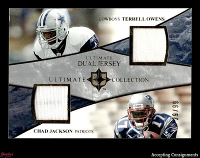 2006 Ultimate Collection Terrell Owens Chad Jackson DUAL GAME USED JERSEY 29/99 - Image 1 of 2