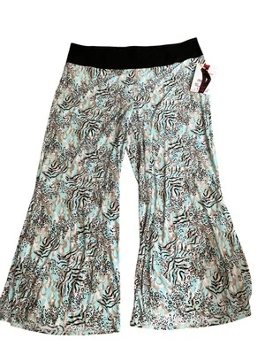 Pantalón Mujer con Control Estampado Pierna Ancha A399494 Azul Estampado Mixto Talla 3X NUEVO Foto 1 de 4