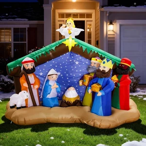8FT Christmas Inflatable Nativity Scene LED Mary Joseph Wise Men Yard Decor - Picture 1 of 9